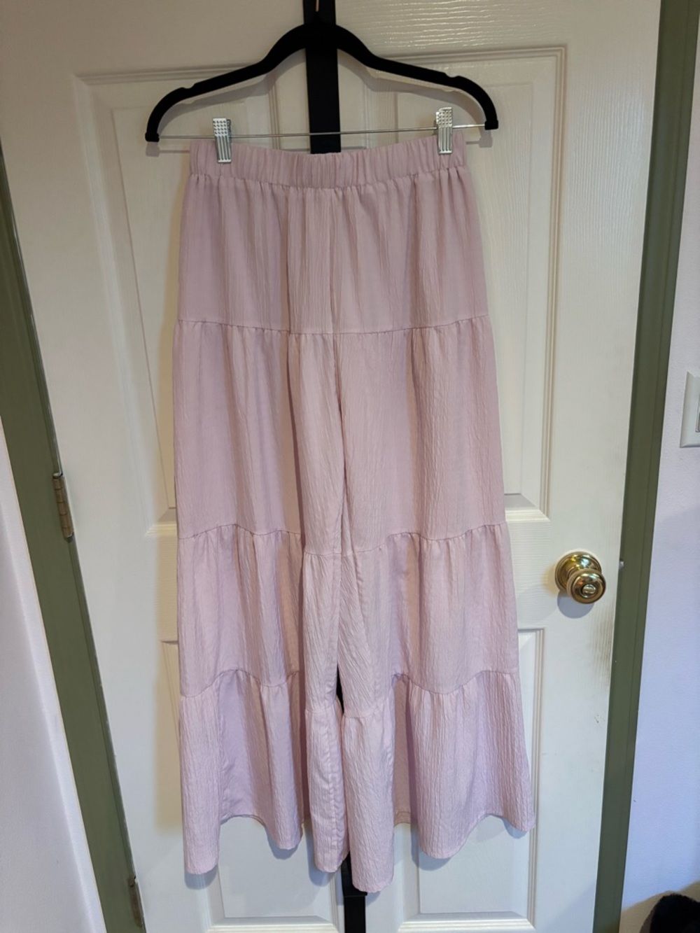 SHEIN Pale Pink Tiered Wide-Leg Pants